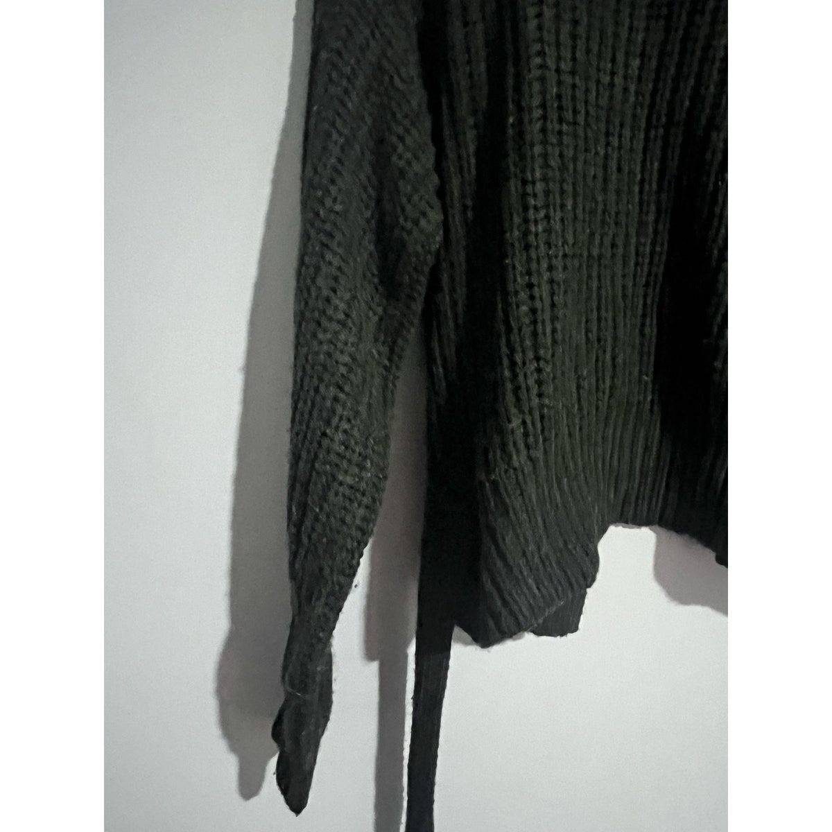 RD Style Cardigan Womens XS Green Waffle-Knit Belted Open Heavyweight Bow Accent