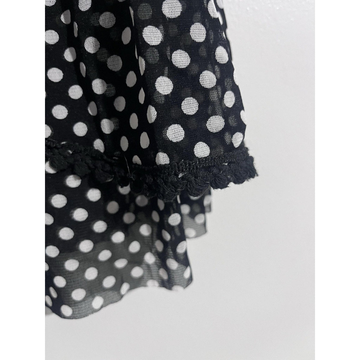 INC International Concepts Tank Womens S Black Polka Dot Sheer Ruffle Chiffon