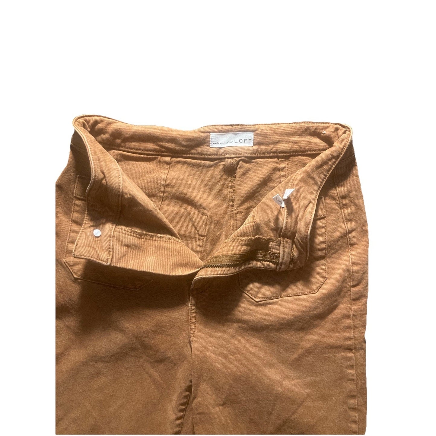 Loft Made and Loved Women's Jeans Light Brown High Waist Curvy Wide Leg 25/0