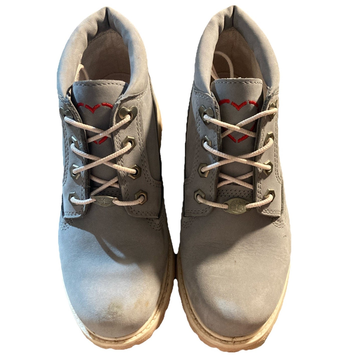 Rare! Timberland Womens 6.5 Nellie Chukka Boot Love Collection Grey With Hearts