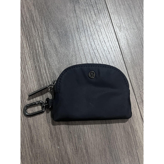 Lululemon Key Chain Womens One Size Black Fabric Metal Detachable Logo Zip Pouch