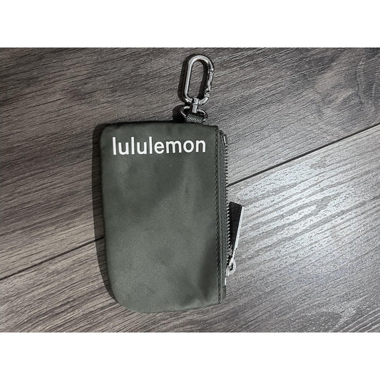 Lululemon Pouch Wallet Womens S Green Zip-Around Logo Zipper Strap Clip