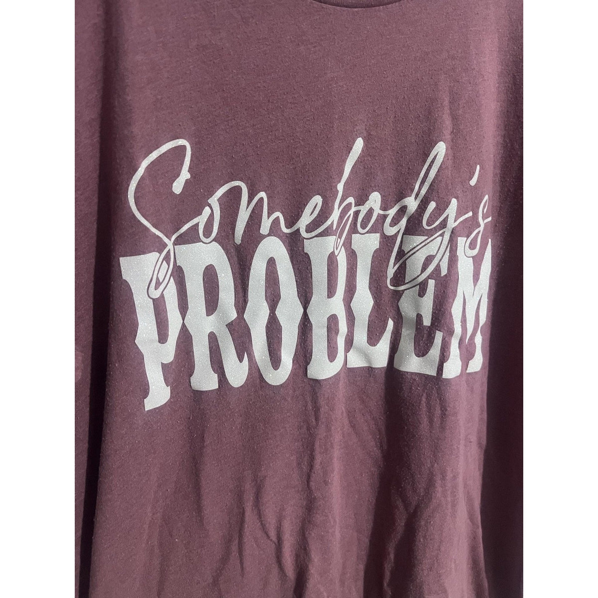 Bella + Canvas Shirt Mens L Pink Short Sleeve Somebody's Problem Graphic Glitter