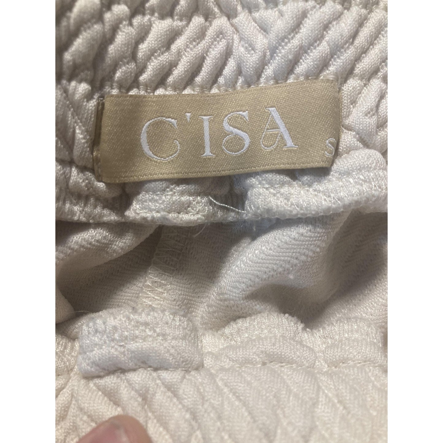 C'ISA Sweatpants Womens Small White Quilted Textured Knit Elastic Waist Relaxed