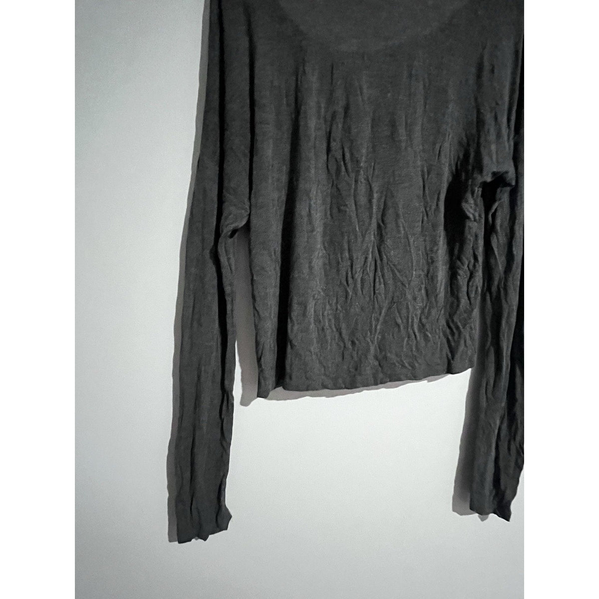 Brandy Melville T-Shirt Womens One Size Gray Scoop Neck Long Sleeve Basic