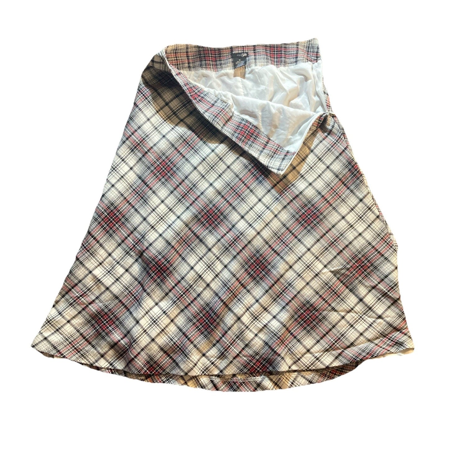 East 5th Plaid A-Line Maxi Skirt Size 16 Black, White, Red Machine Washable