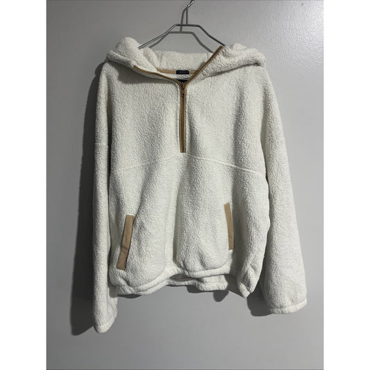 Gap Women’s Cozy Pullover Quarter Zipper Fleece Soft White Size Medium Tall
