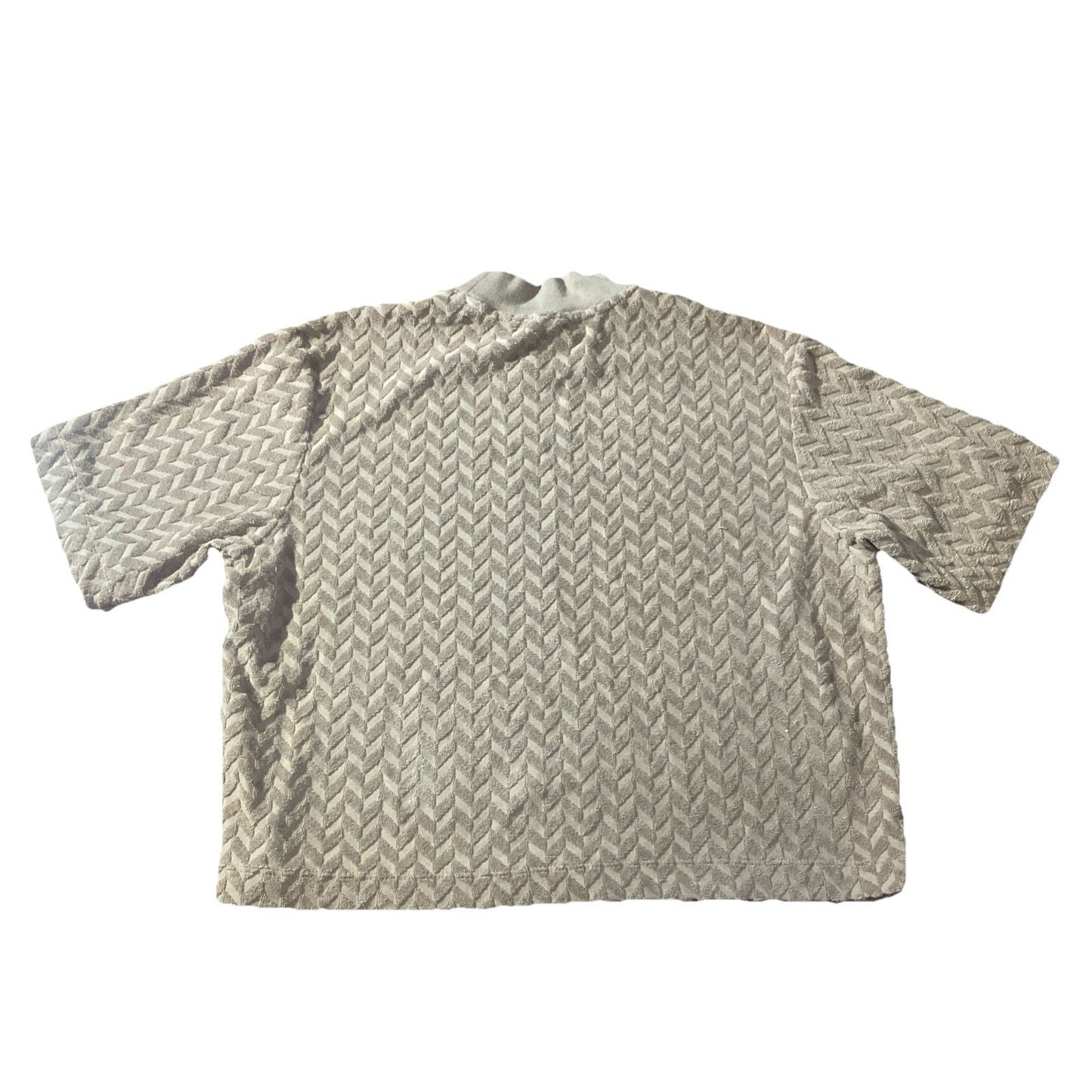 Nike Vintage Tan Brown Latte Chevron Terry Tufted Mock Neck Short Sleeve S
