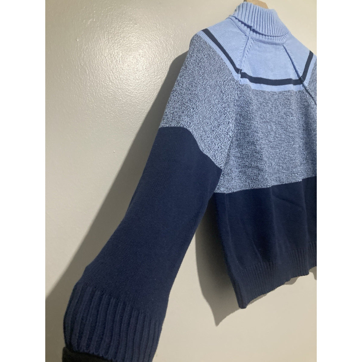 Karen Scott Striped Turtleneck Sweater Women’s Medium Blue Gray