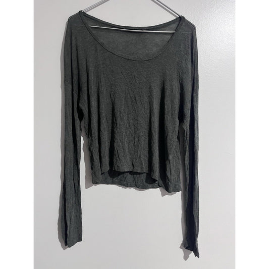 Brandy Melville T-Shirt Womens One Size Gray Scoop Neck Long Sleeve Basic