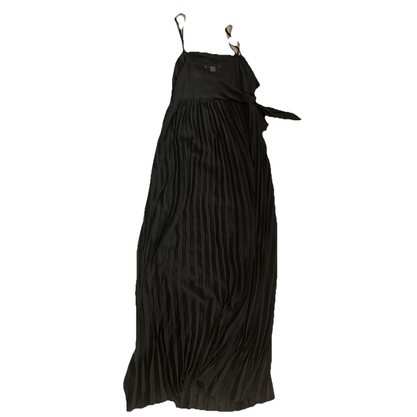 Favlux Maxi Dress Women's M Black Pleated Long Length Sleeveless A Line Wrap Tie