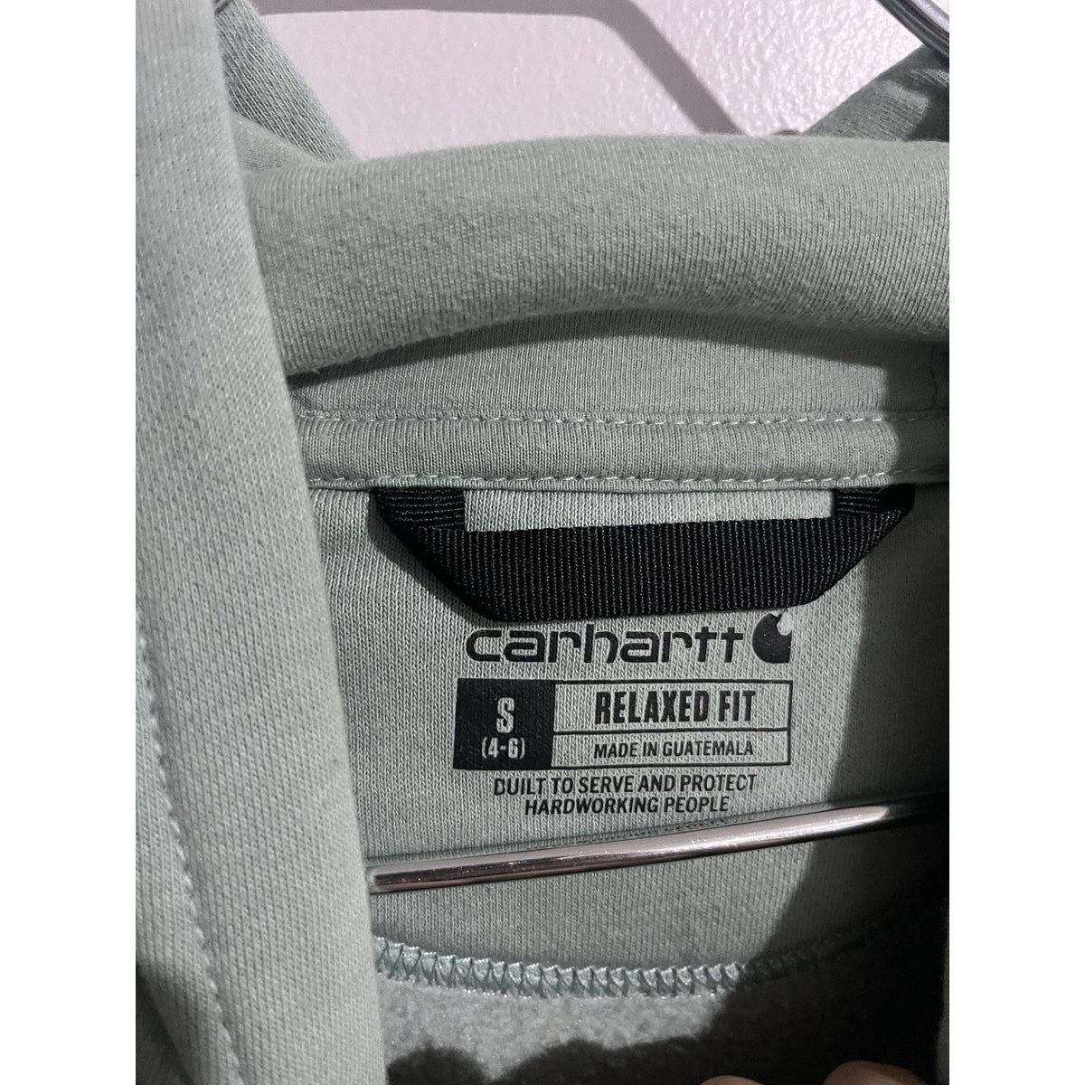 Carhartt Hoodie Unisex S Green Pullover Fleece Relaxed Fit Logo Hooded