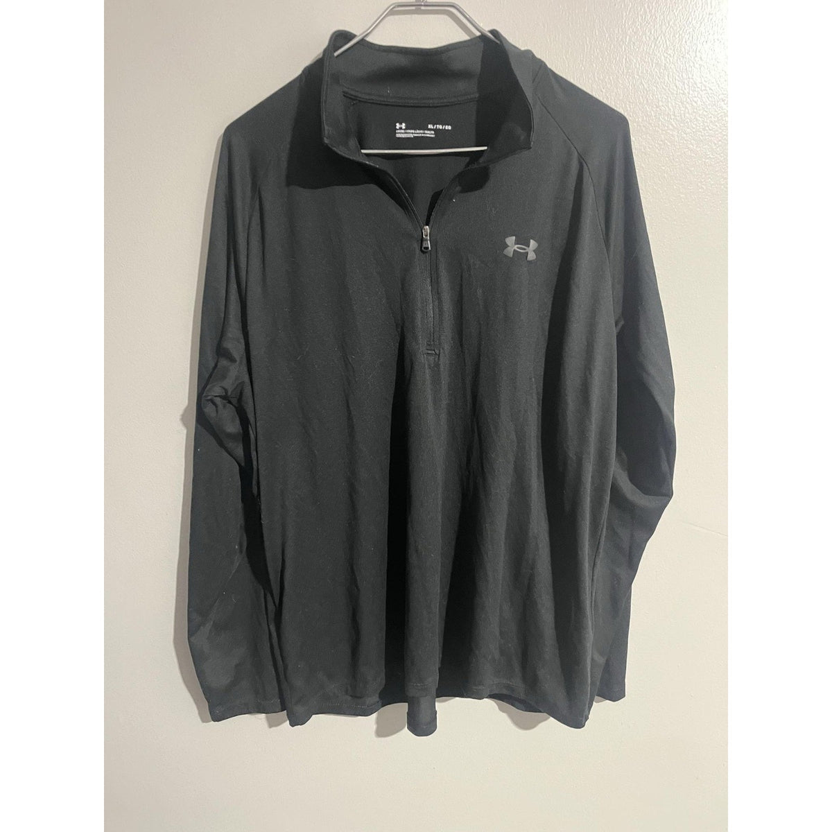 Under Armour Pullover Mens XL Black Mock Neck 1/4 Zip Fleece Lightweight Tagless