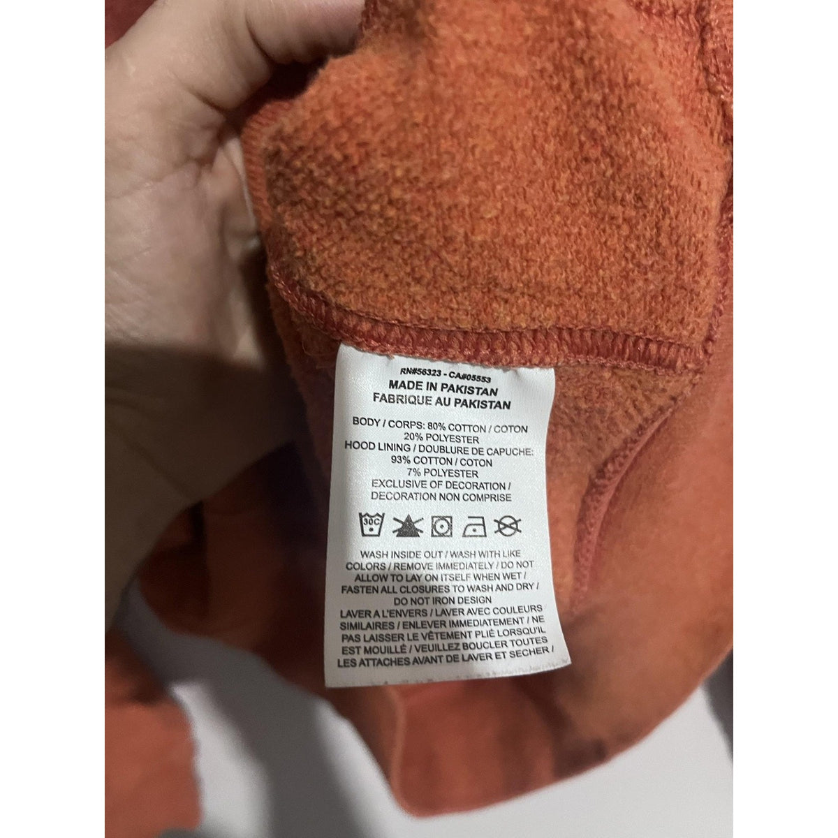 Nike Hoodie Mens M Orange Pullover Hooded Pockets Fleece Lined Drawstring Logo