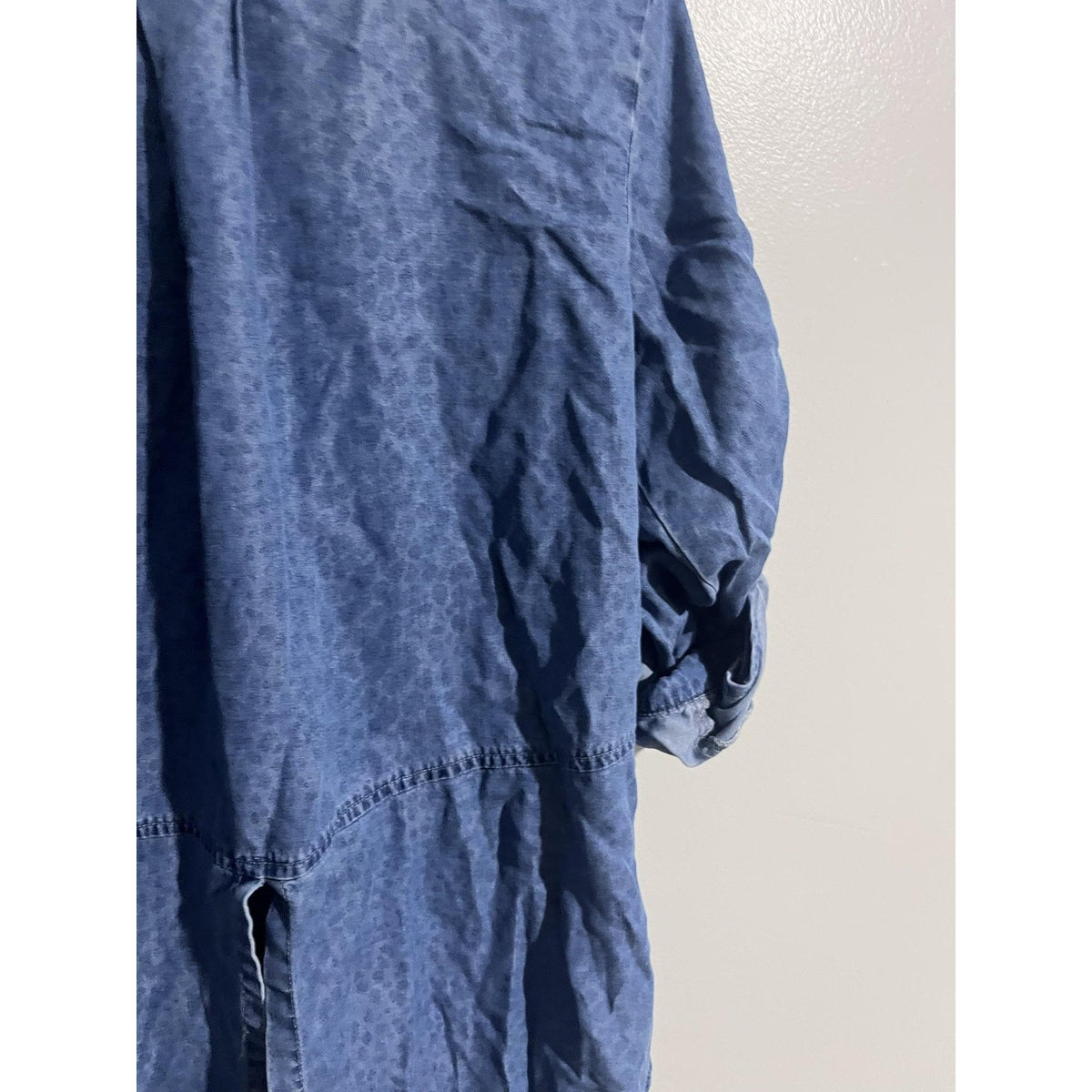 Cloth & Stone Button-Up Womens S Blue Tunic Lyocell Denim Animal Print Casual