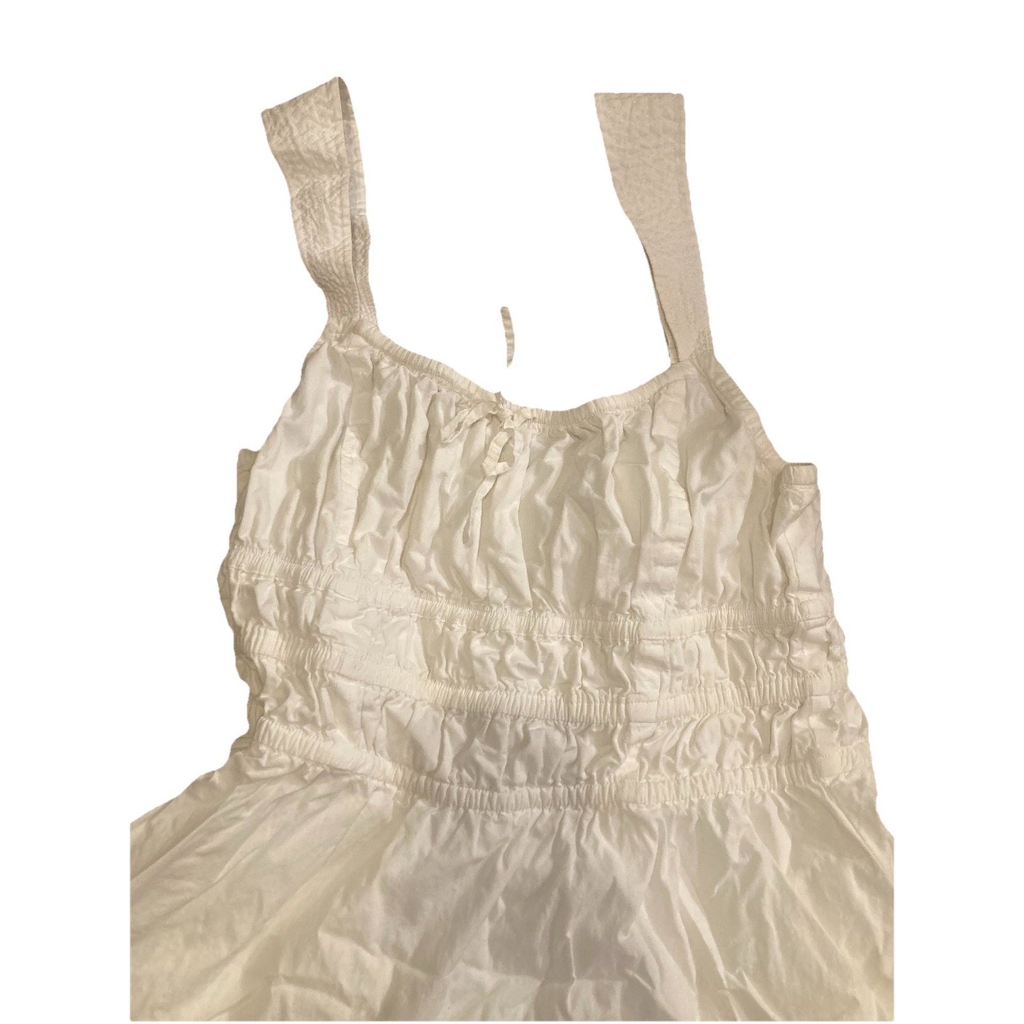Sunday Best White Milk Maid Type Dress Cinch Tiered With Bow Wide Strap Coquette