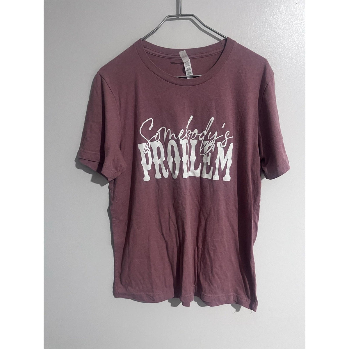 Bella + Canvas Shirt Mens L Pink Short Sleeve Somebody's Problem Graphic Glitter