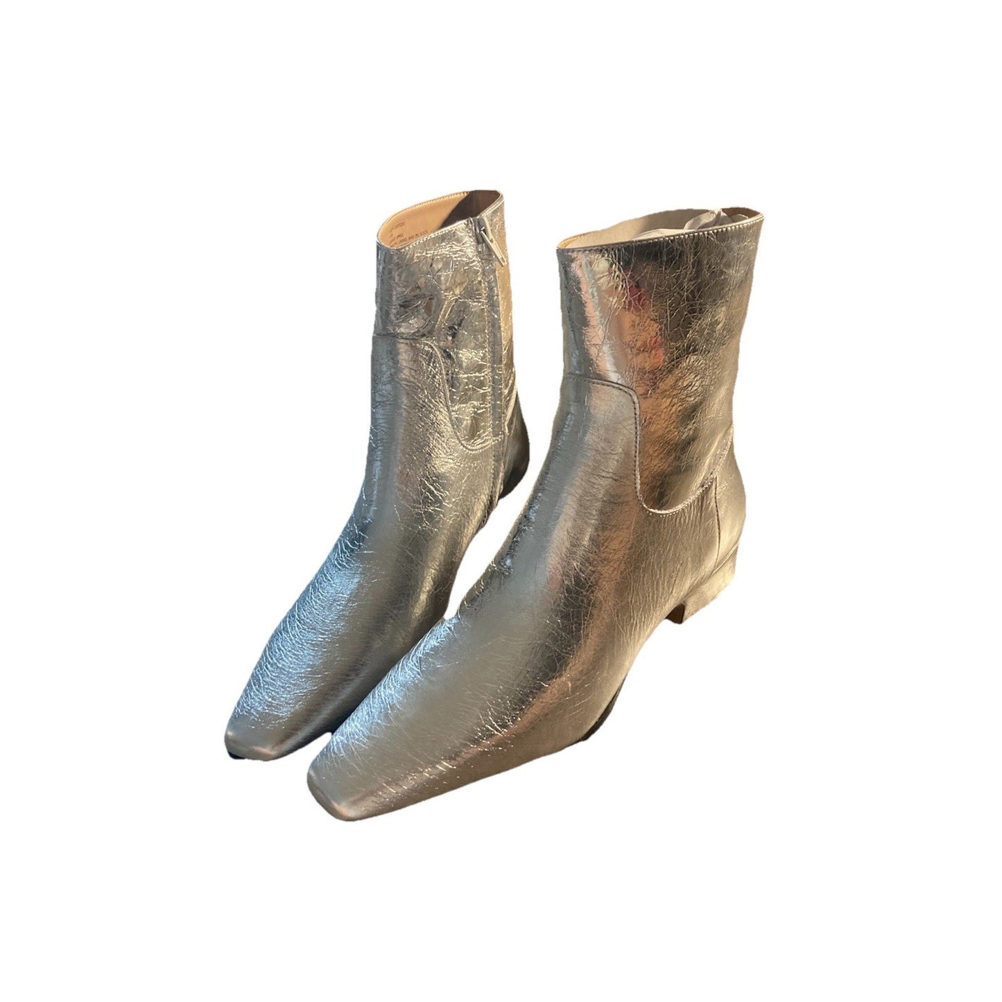 Cowgirl Chic Steve Madden $149 Dusty Silver Leather Ankle Boot Size 9.5 NEW