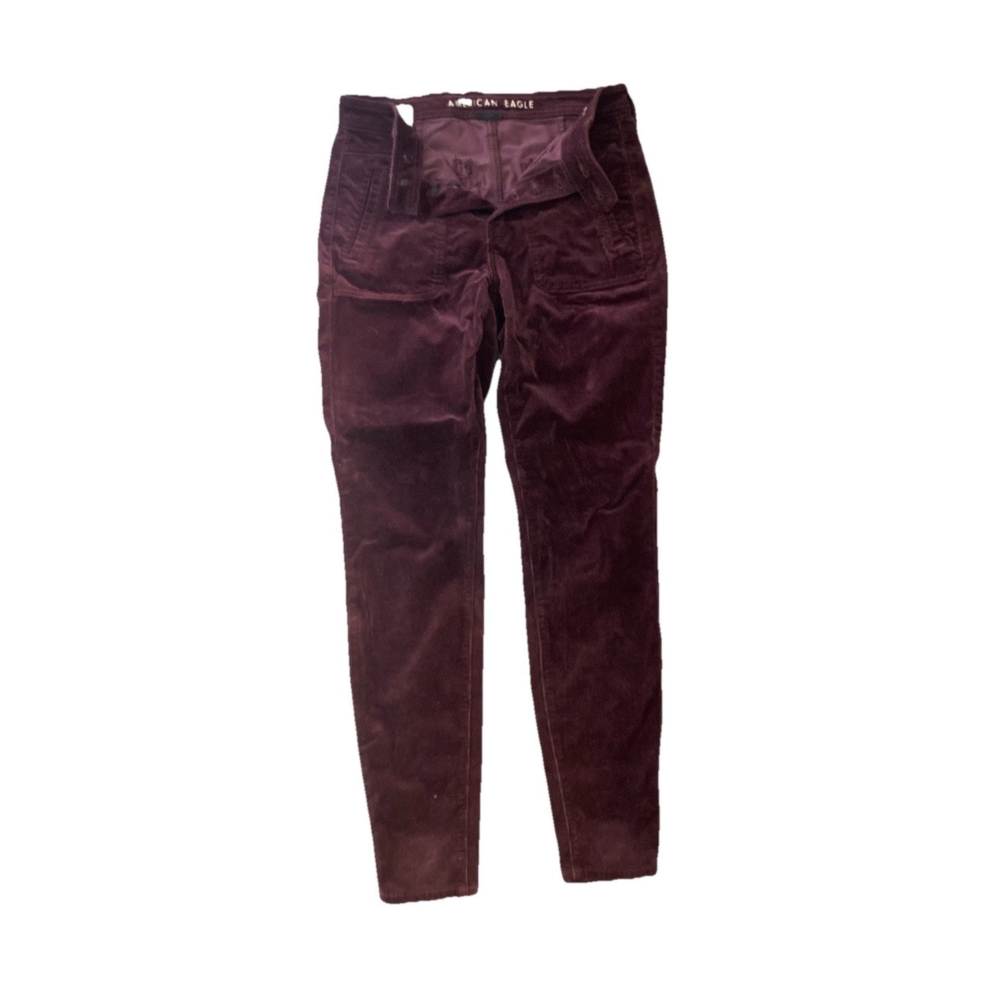 American Eagle Womens Y2K Burgundy Corduroy Jegging Pants Super Stretch Size 6