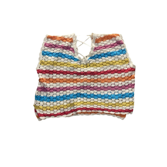 Pants Store Multicolor Striped Knitted Crochet Top Size Medium Strap Back Tie