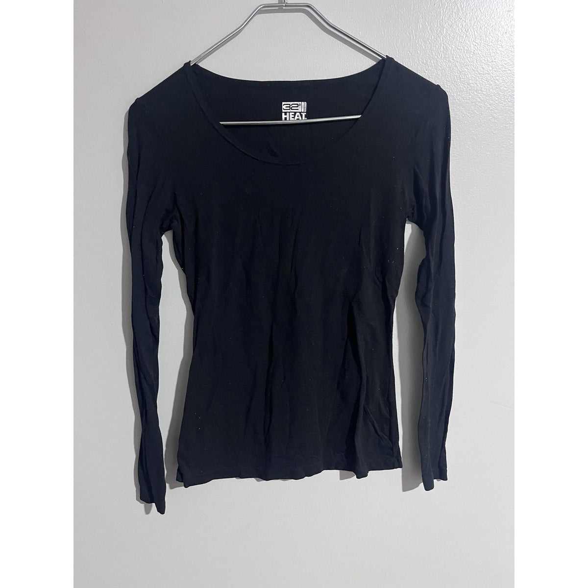 32 Degrees Shirt Womens M Black Tagless Thermal Scoop Neck Slim Long Sleeve