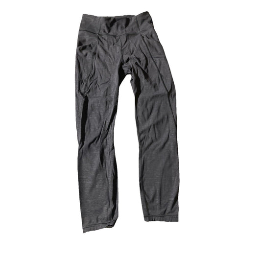 Lululemon Women's Size 4 Leggings Dark Grey Horizontal Black with Side Pockets