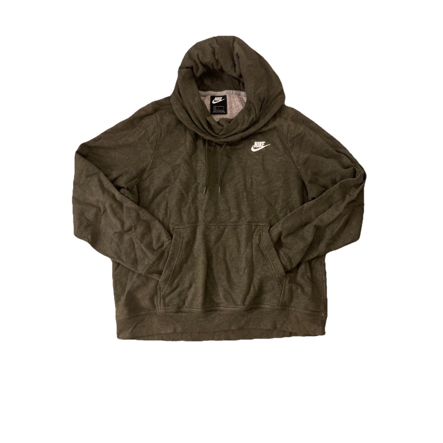 Nike High Funnel Neck Hoodie Women L Green Heather Hooded Sweatshirt