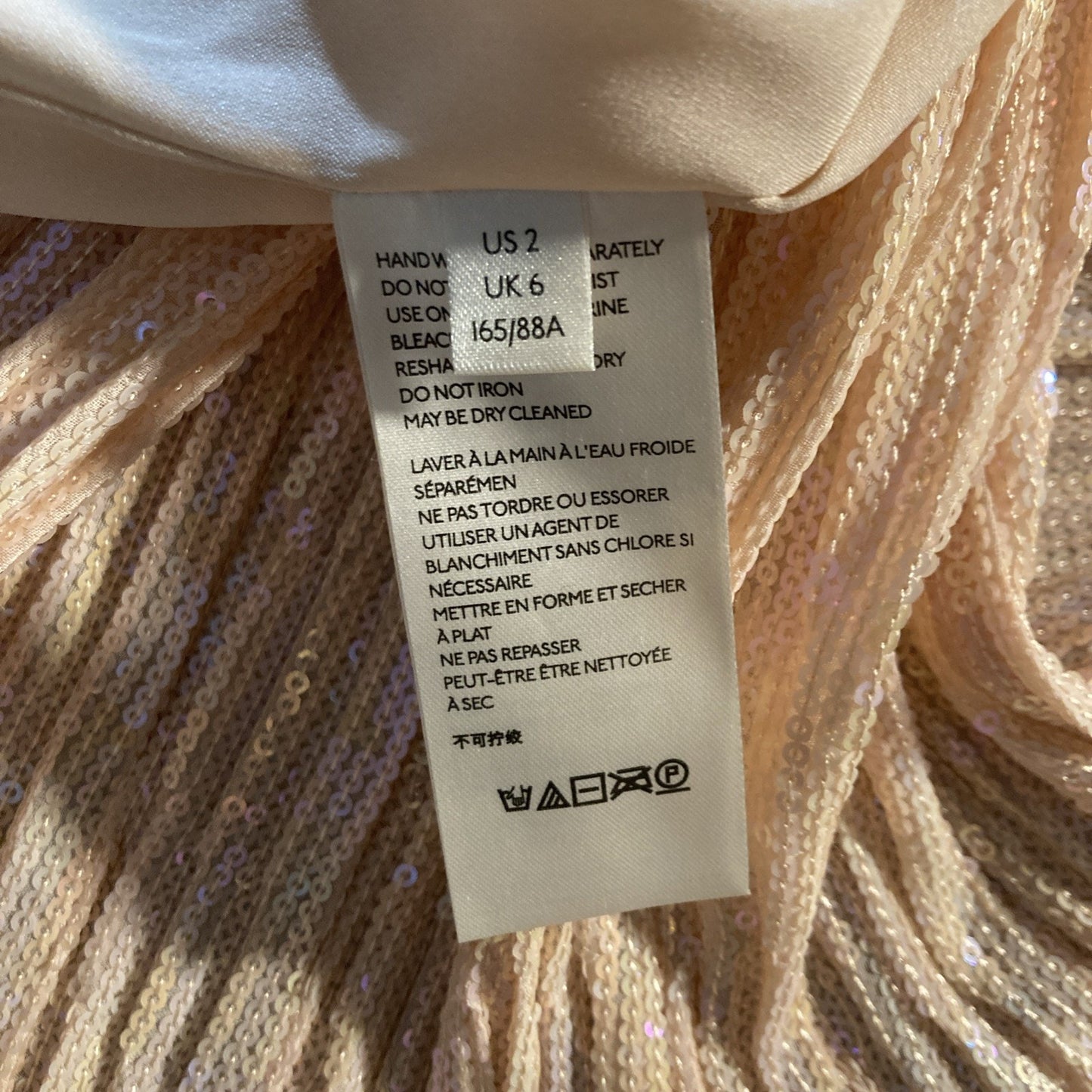 NWT Anthropologie Sz 2 Amelie Pink Rose Sequined Cami Ruffled Tank Glam Party