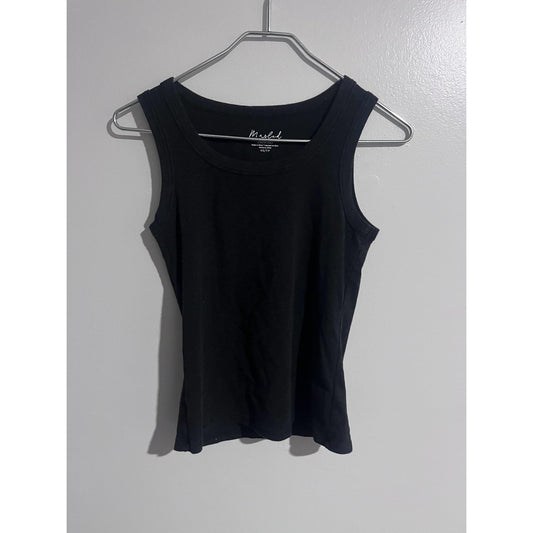 Marled Tank Womens XS Black Basic Slim Stretch Jersey Crew Neck Essentials