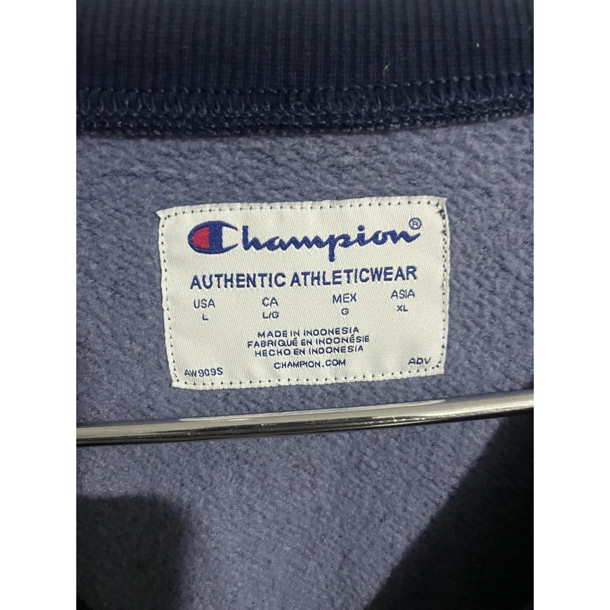 Champion Sweatshirt Mens L Blue Camouflage Pullover Fleece Pockets Logo