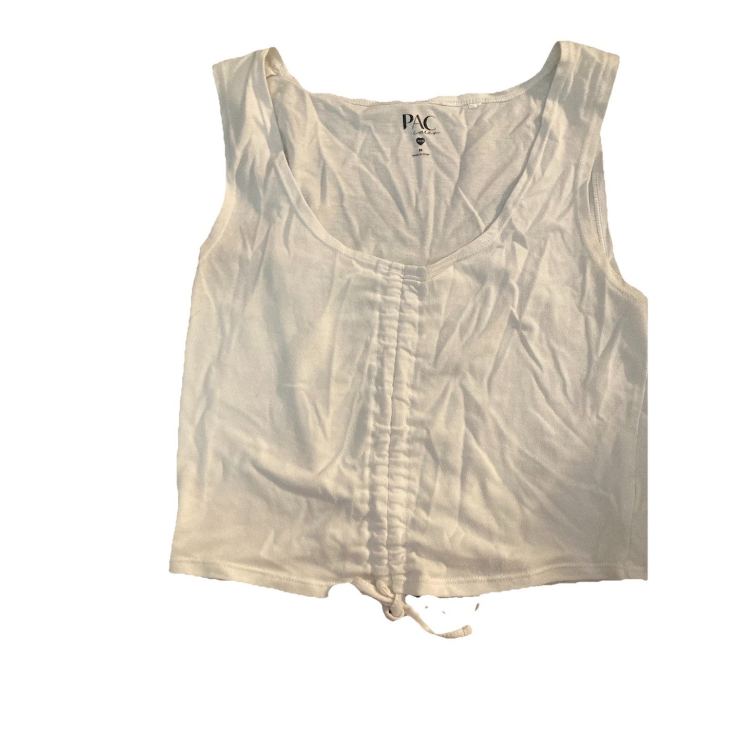 Pacsun Womens Medium Crop Top White Front Cinch Adjustable Pac Cares Eco
