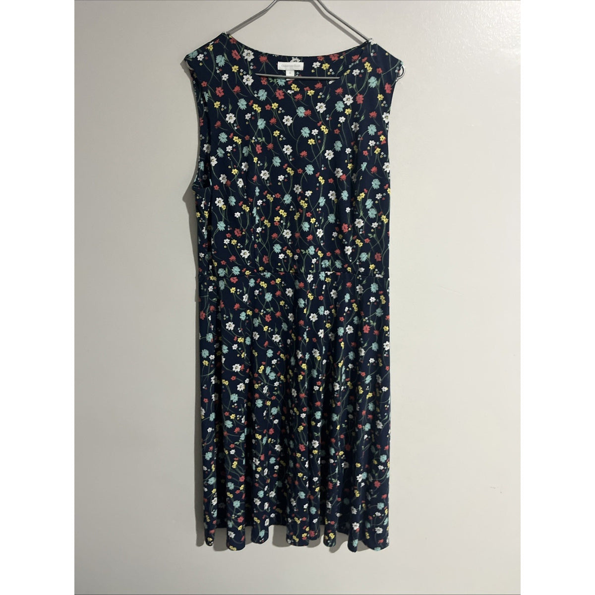 Charter Club Floral Midi Dress Women’s XL Navy Sleeveless Fit & Flare Daisy