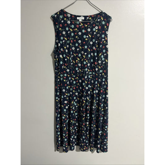 Charter Club Floral Midi Dress Women’s XL Navy Sleeveless Fit & Flare Daisy
