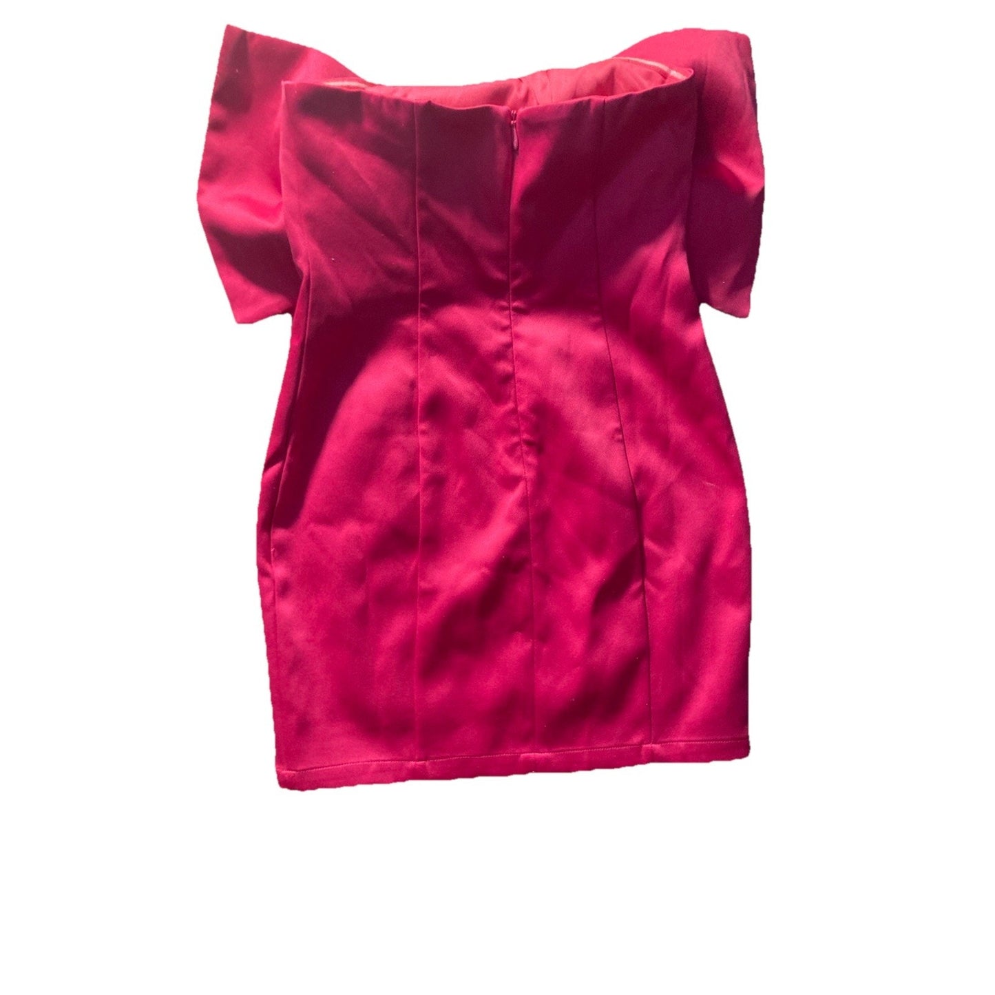 NWT Fashion Nova Bodice Bow Strapless Dress Zip Sz Small Lipstick Hot Pink