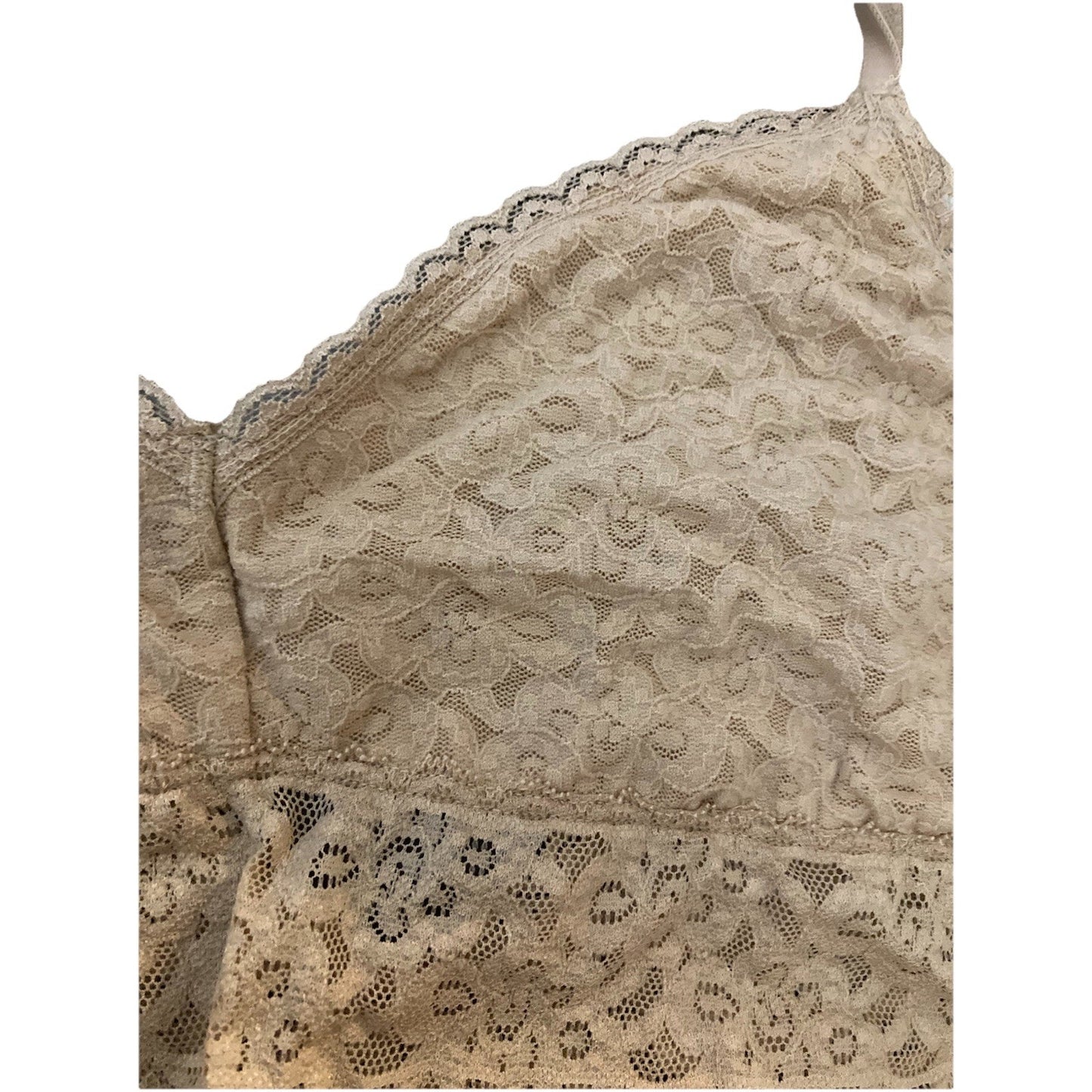 Gap Factory LOVE Lace Bralette Beige Adjustable Strap Size Medium Wire Free
