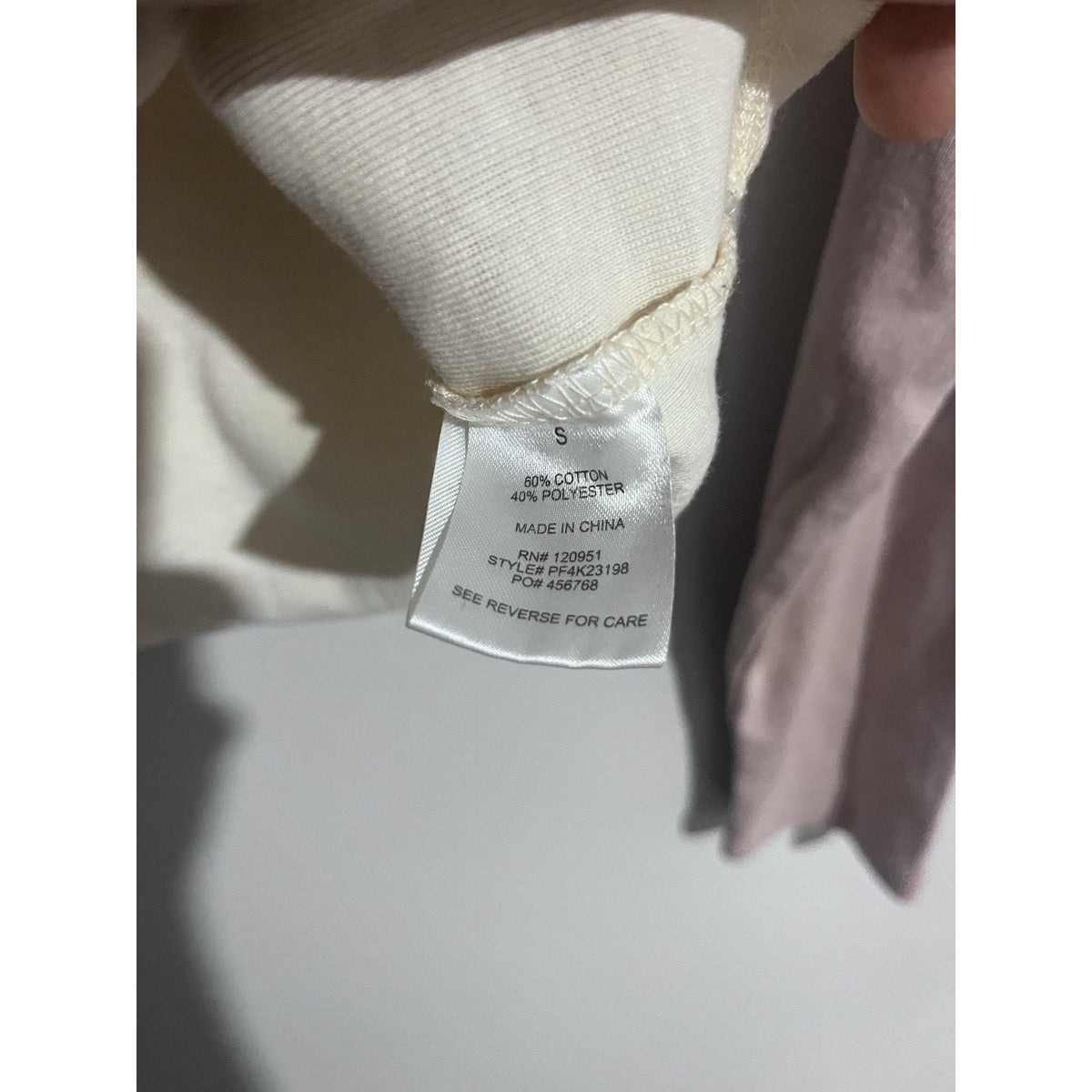 PINK ROSE Hoodie Womens S White Mauve Raglan Pullover Lightweight Casual