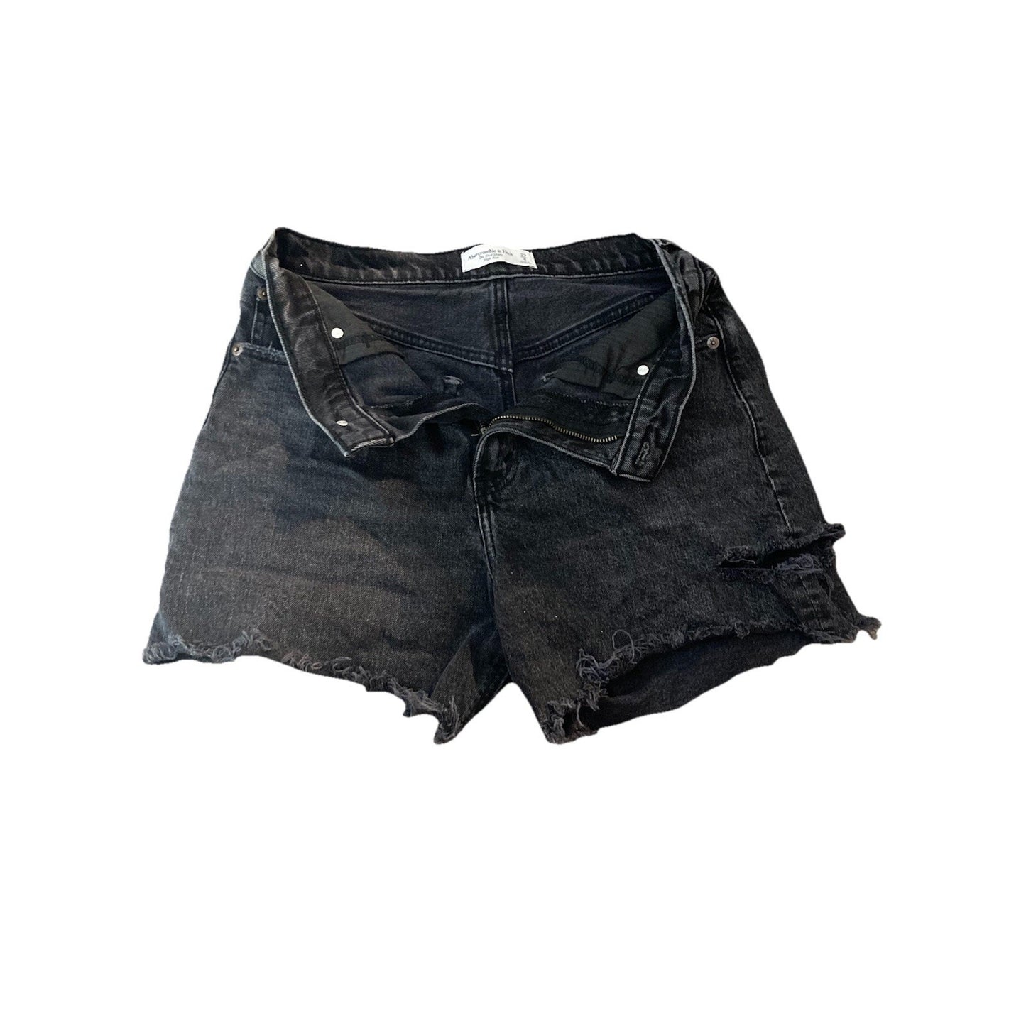 Abercrombie & Fitch The Dad Short High Rise Distressed Black Wash sz 27/4