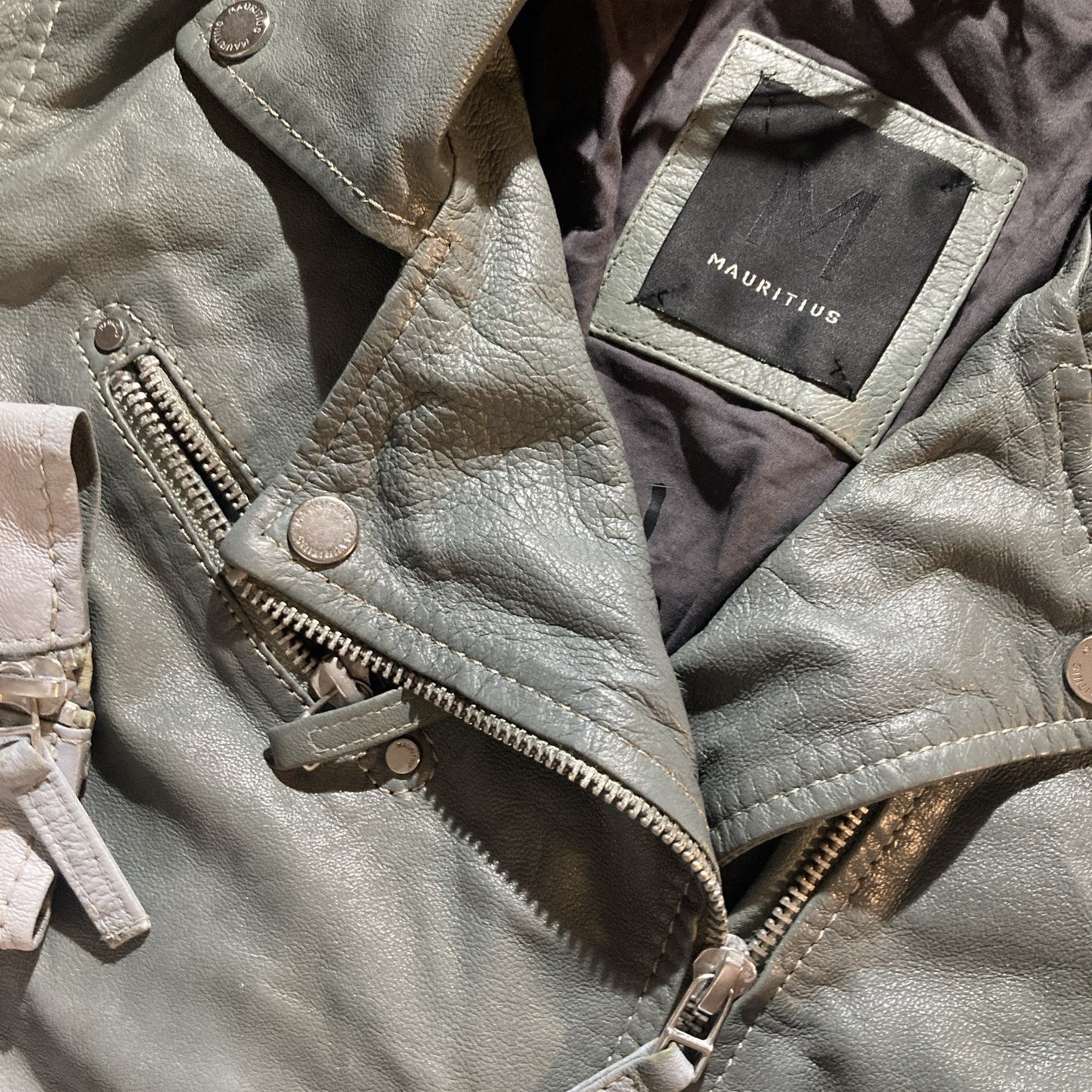 MAURITIUS NWT Sofia Leather Moto Jacket Ombré Gray Women’s Small Size 6