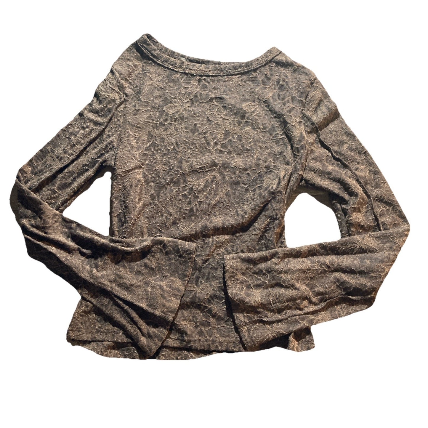 Bohemela Brown Lacey Sheer Long Flare Sleeve Women’s Small Boho Whimsigoth