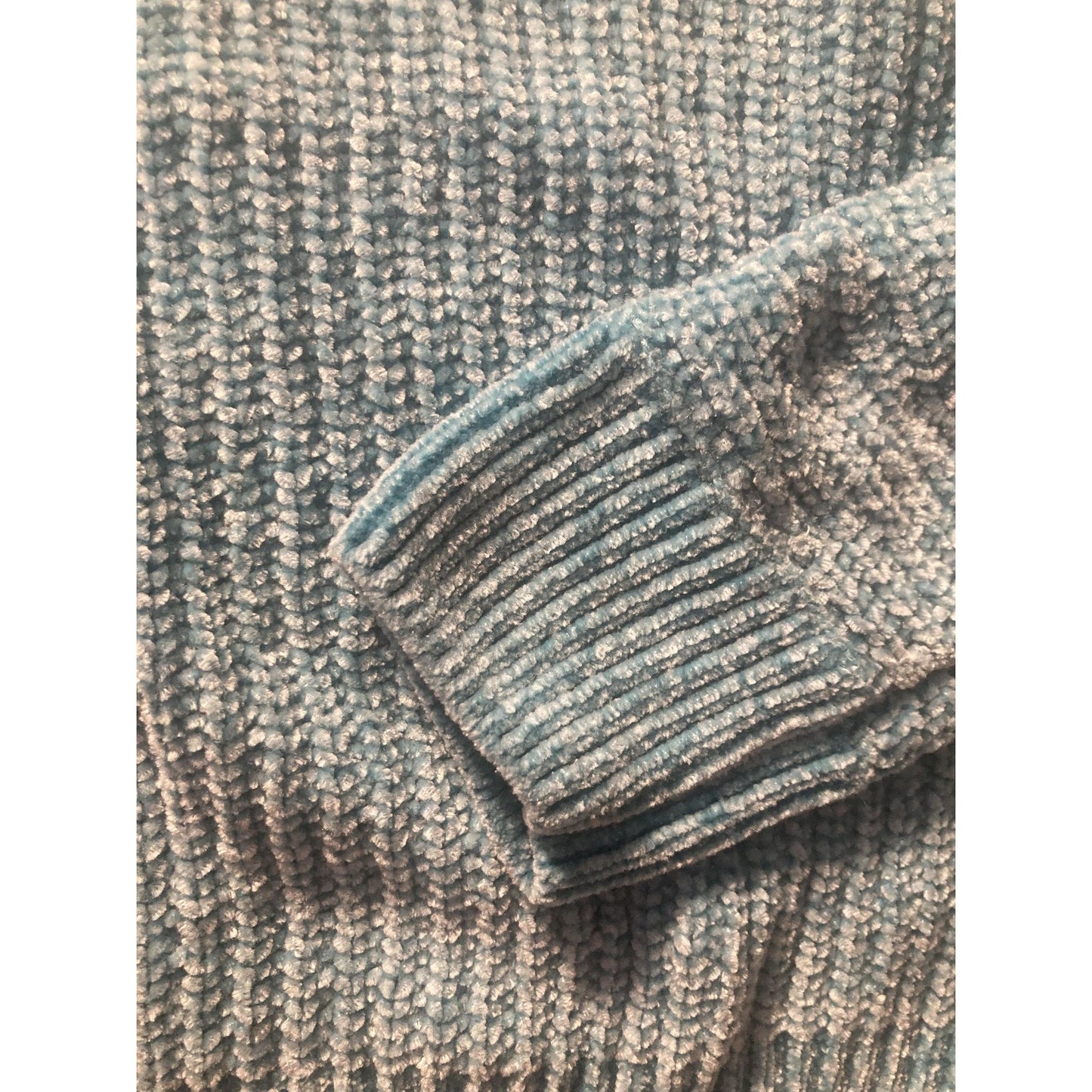 Double Zero Sweater Womens M Blue Chenille V Neck Dolman Sleeve Knit Pullover