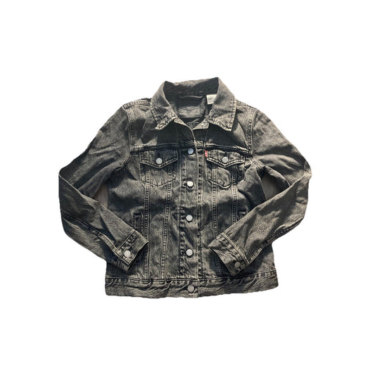 Levi's Jacket Womens M Acid Wash Black Grey Denim Trucker Button Front Classic