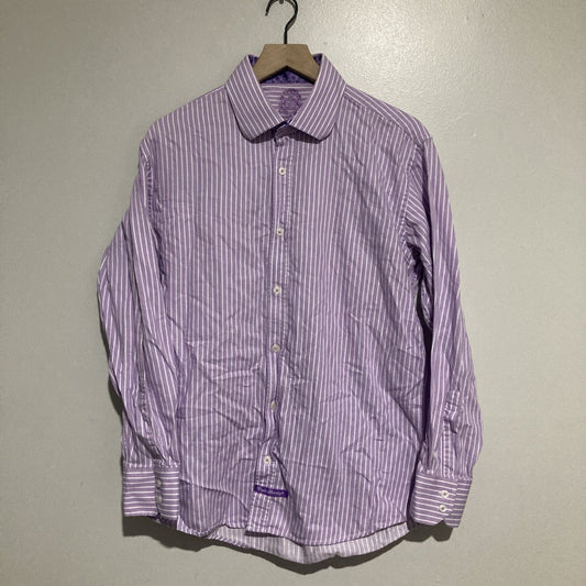 English Laundry Button Up Shirt Men's 16.5 34/35 Purple White Striped