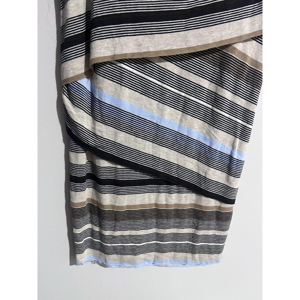 Bailey 44 Dress Womens XS Beige Striped Wrap Asymmetric Sleeveless Jersey