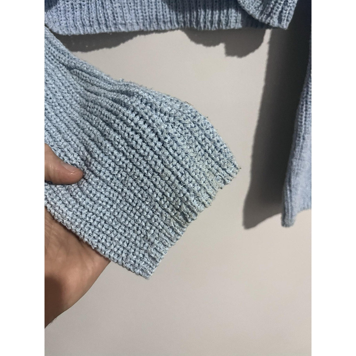 Altar'd State Sweater Womens 2XS Blue Open-Knit Lightweight Boat Neck Pullover