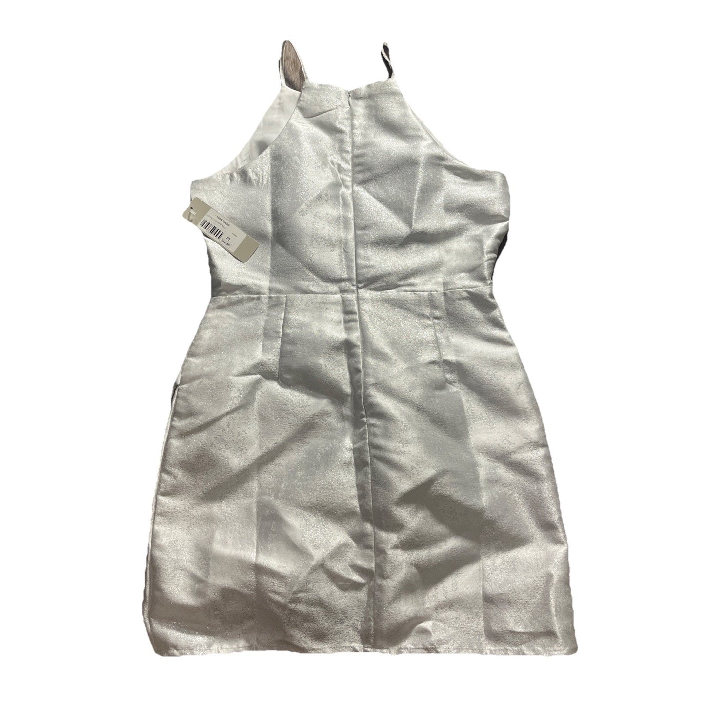 Lizard Thicket Storia Medium WHITE SILVER RUCHED HALTER NECKLINE MINI DRESS