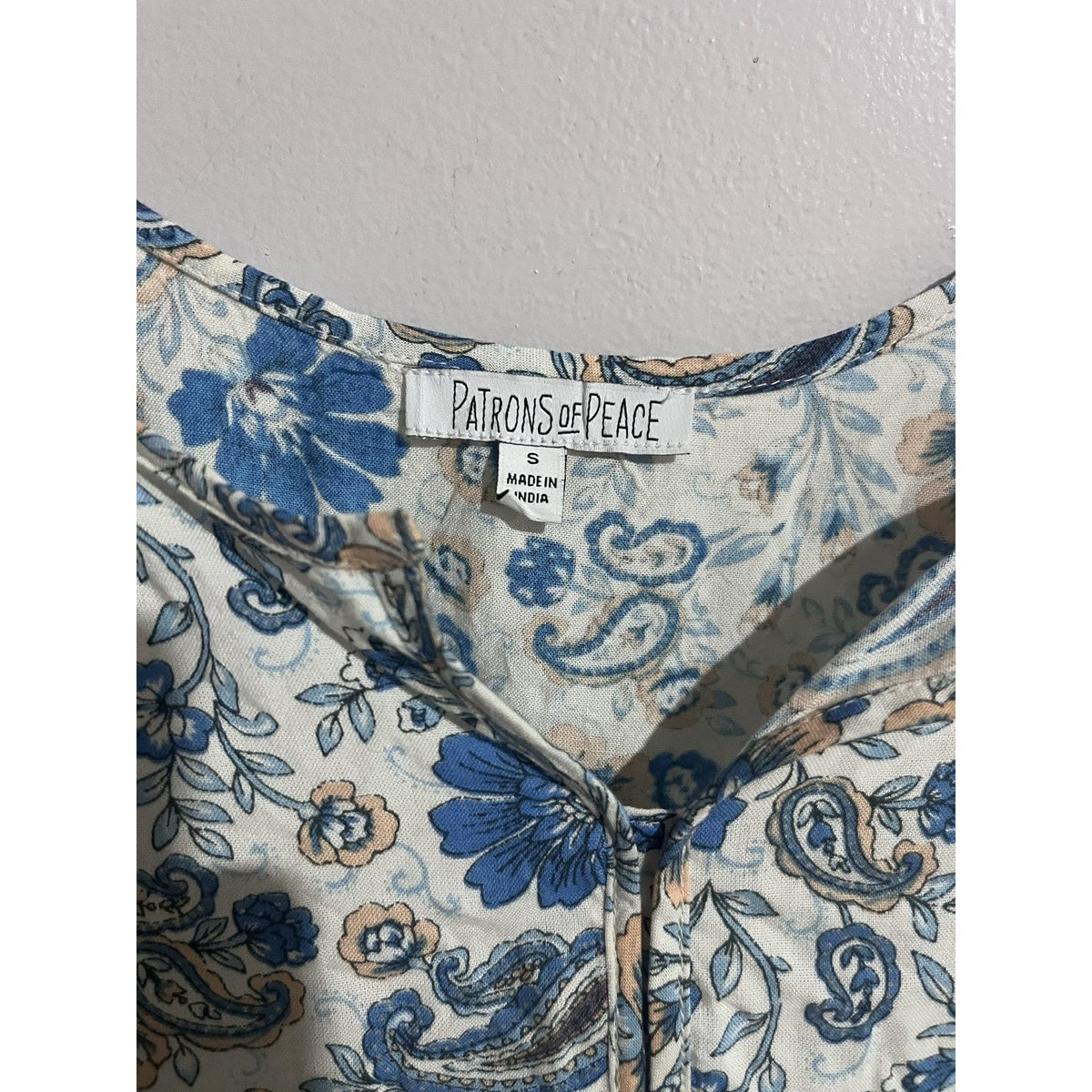 Patrons Of Peace Tank Womens S Blue Camisole Floral Ruffle Lightweight