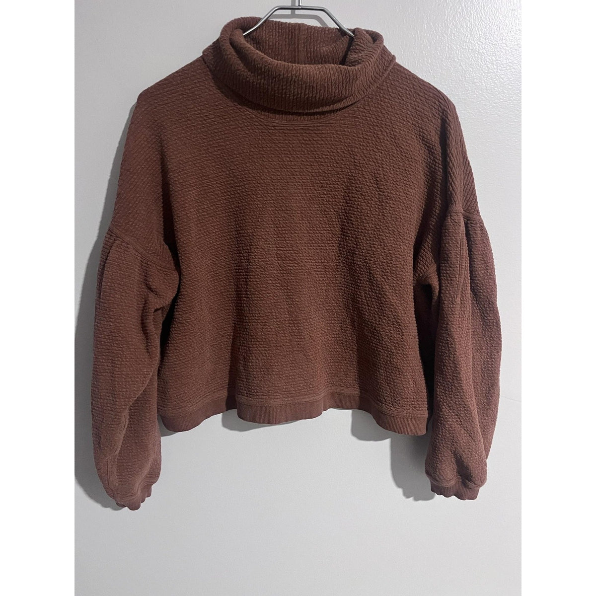 Lululemon Sweater Womens XS/S Brown Waffle-Knit Pullover Cowl Neck Heavyweight