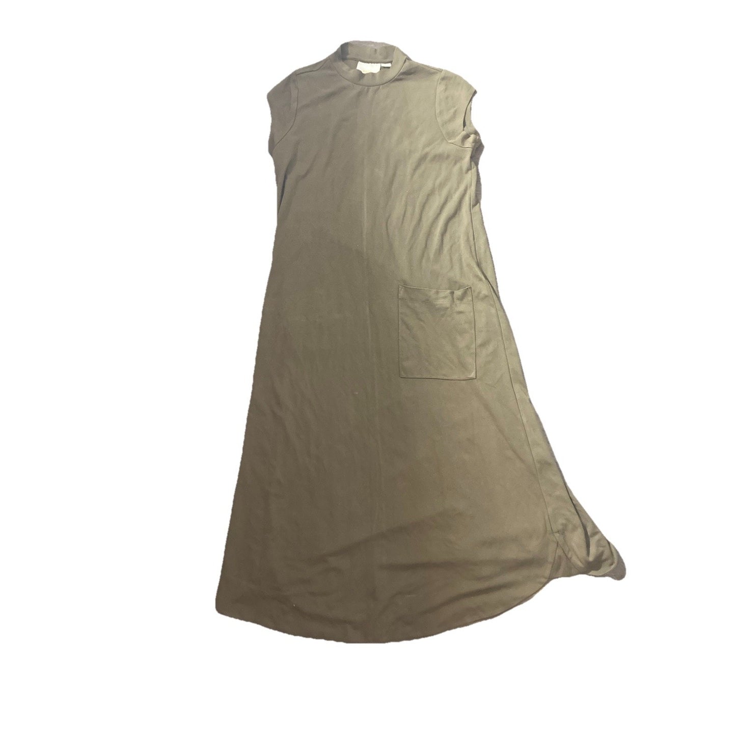 Anthropologie Maeve Dress Olive Green Mock Neck Maxi With Large Mid Pocket Sz M