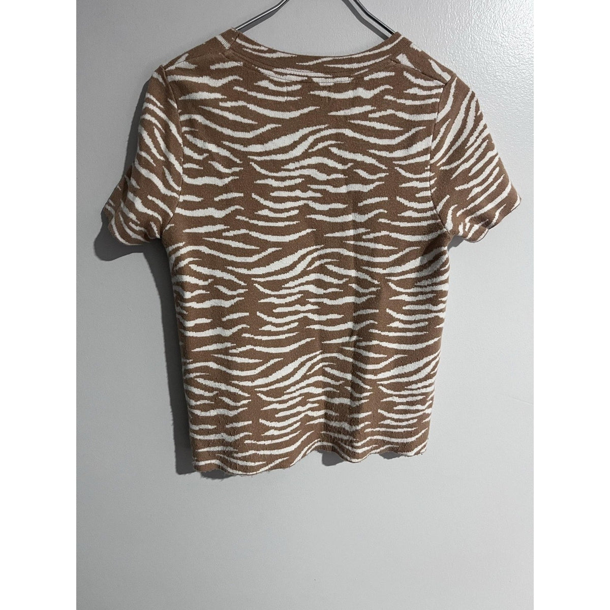 By ANTHROPOLOGIE Sweater Womens S Brown Animal Print Crew Neck Pullover