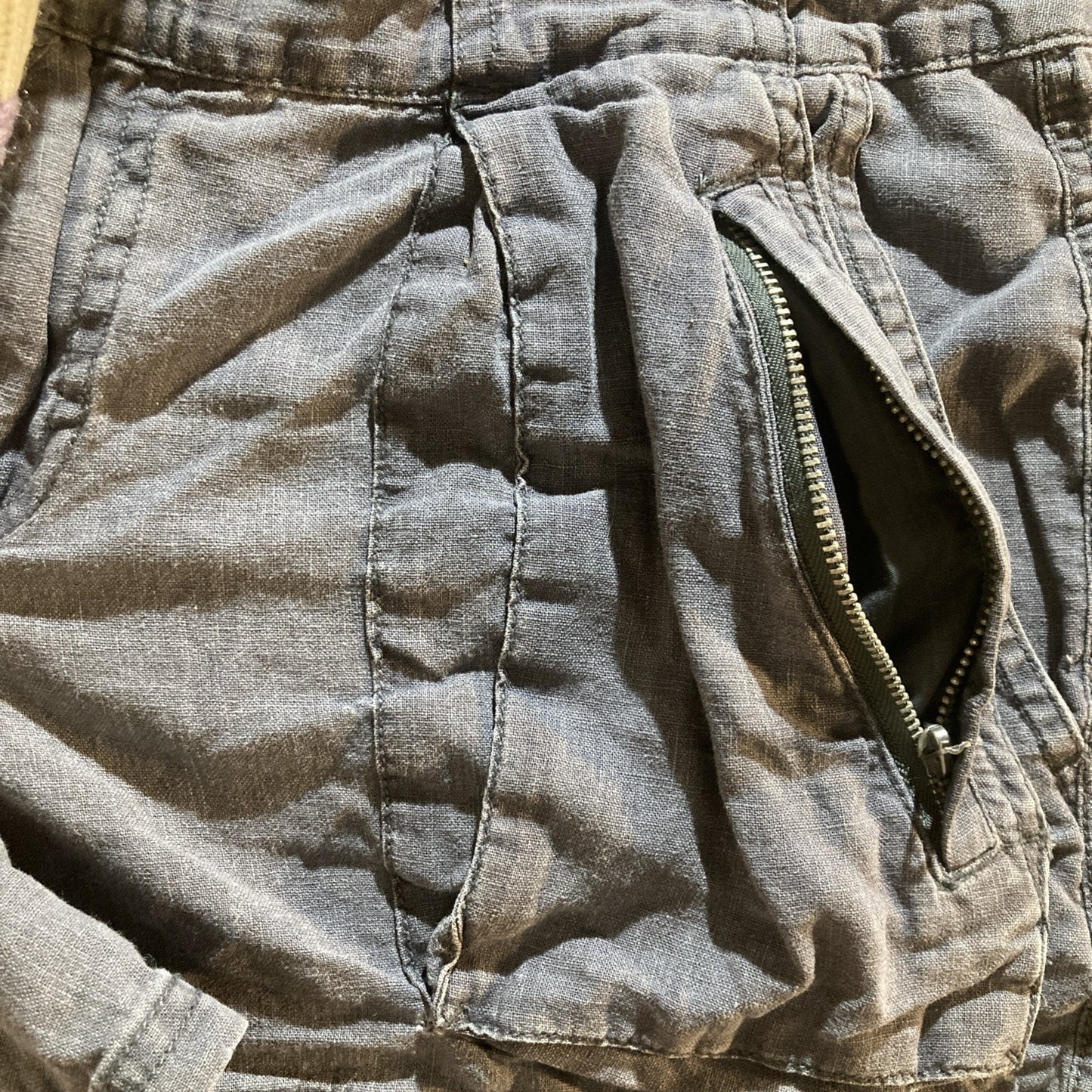 VTG Converse One Star Gray “washed” Shorts 8 Linen Blend Comfortable Push Button